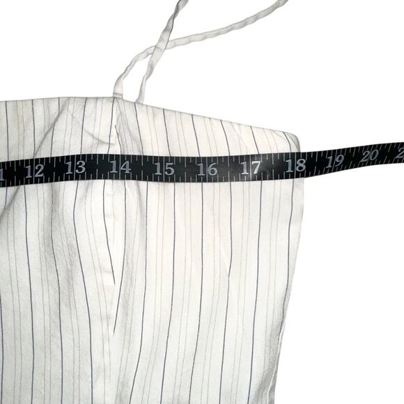 Theory Clean Strap Stripe White Linen Blend Sleeveless Midi Dress 12 - Picture 7 of 9